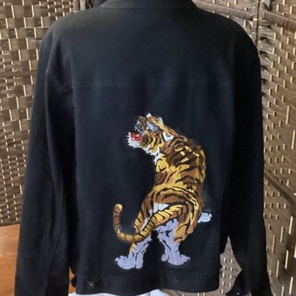 Embroidery Black Denim  Jacket - Prewashed - Picture 1 of 4